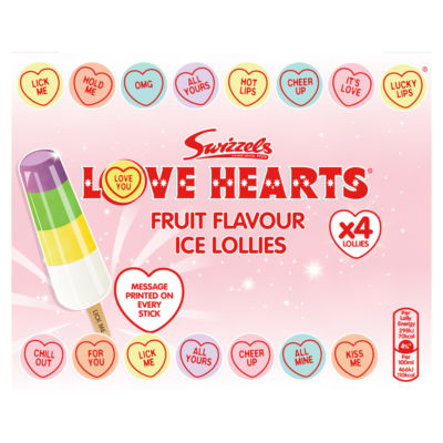 Swizzels Love Hearts Fruit Flavour Ice Lollies (260ml) 4 X 65ml