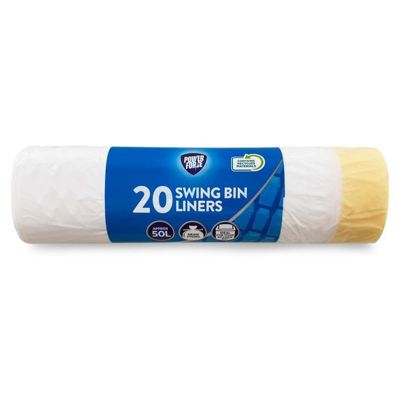Powerforce Swing Bin Liners With Drawstring 20 Pack