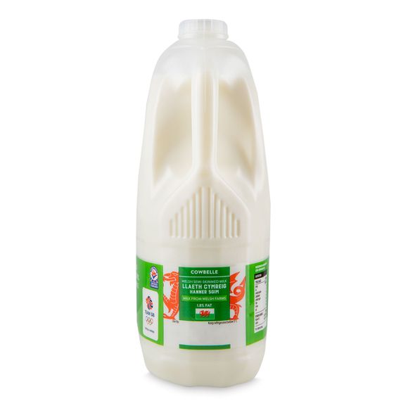 Cowbelle Welsh Semi-skimmed Milk Llaeth Cymreig Hanner Sgim 6 Pints