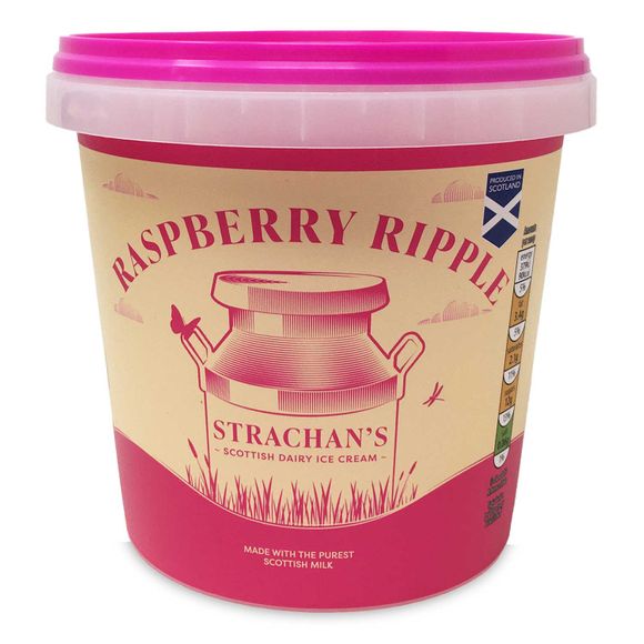 Strachan's Scottish Dairy Raspberry Ripple Ice Cream 1l