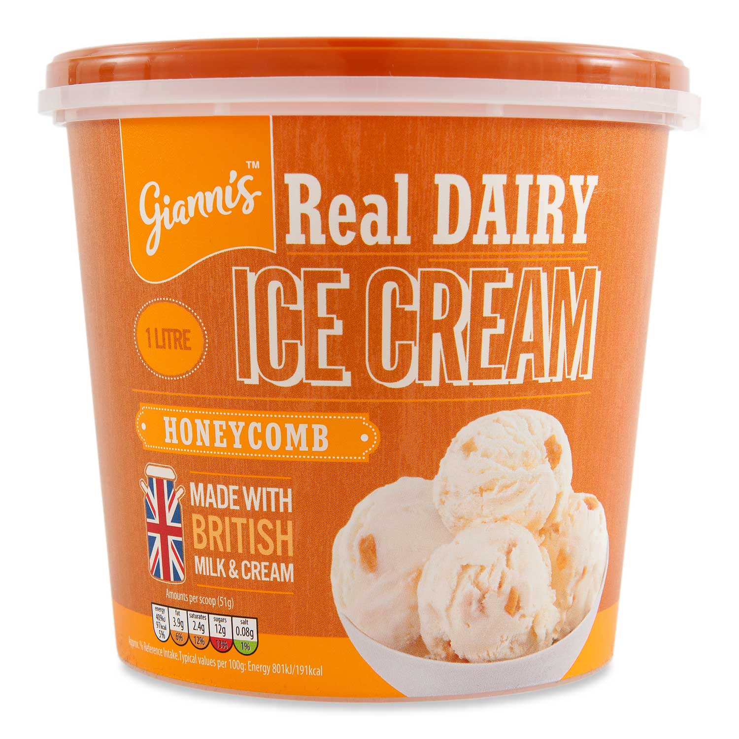 Gianni's Real Dairy Honeycomb Ice Cream 1litre