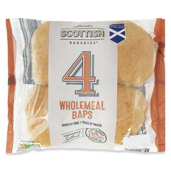 Authentic Scottish Bakeries Wholemeal Baps 4 Pack