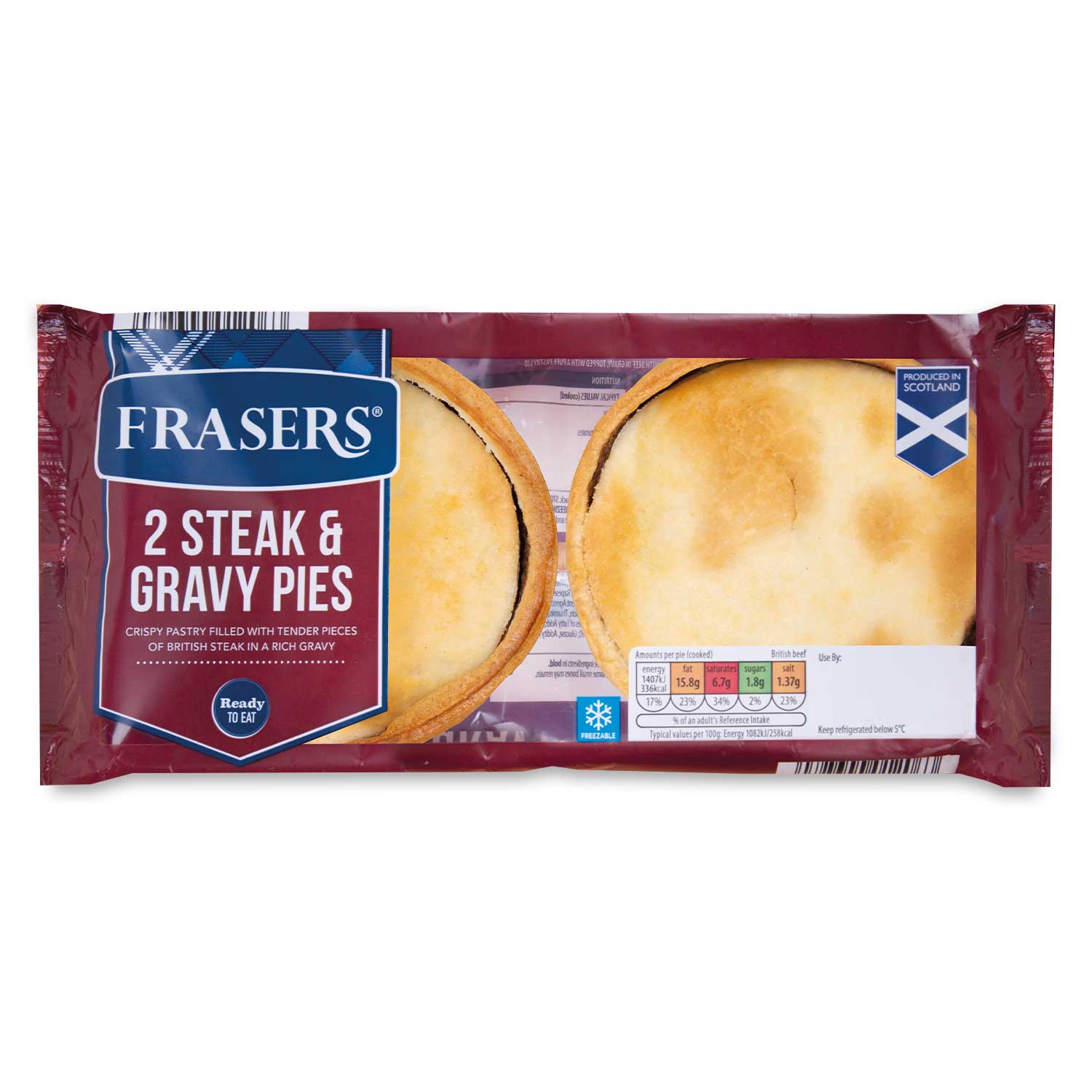 Frasers Steak & Gravy Pies 260g/2 Pack