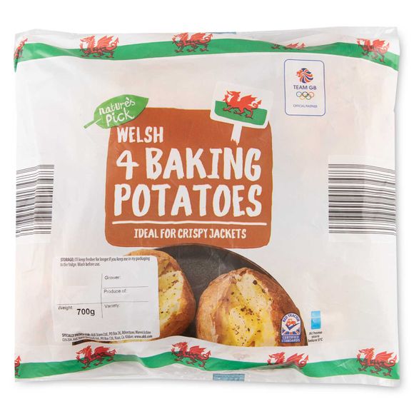 Nature's Pick Welsh Medium Baking Potatoes 4 Pack