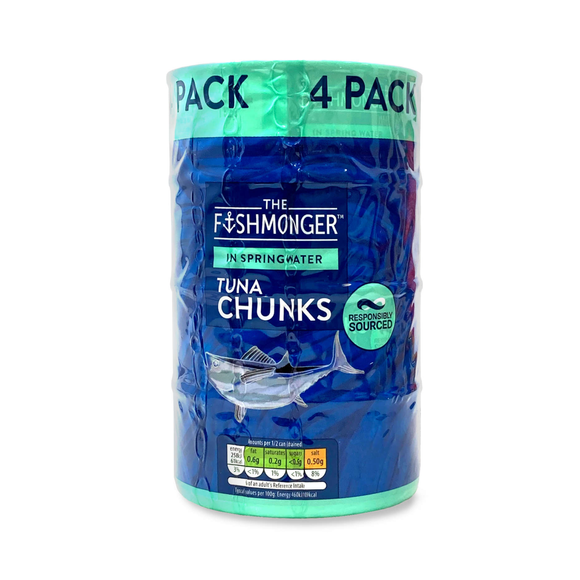 The Fishmonger Tuna Chunks In Spring Water 4x160g (4x112g Drained)