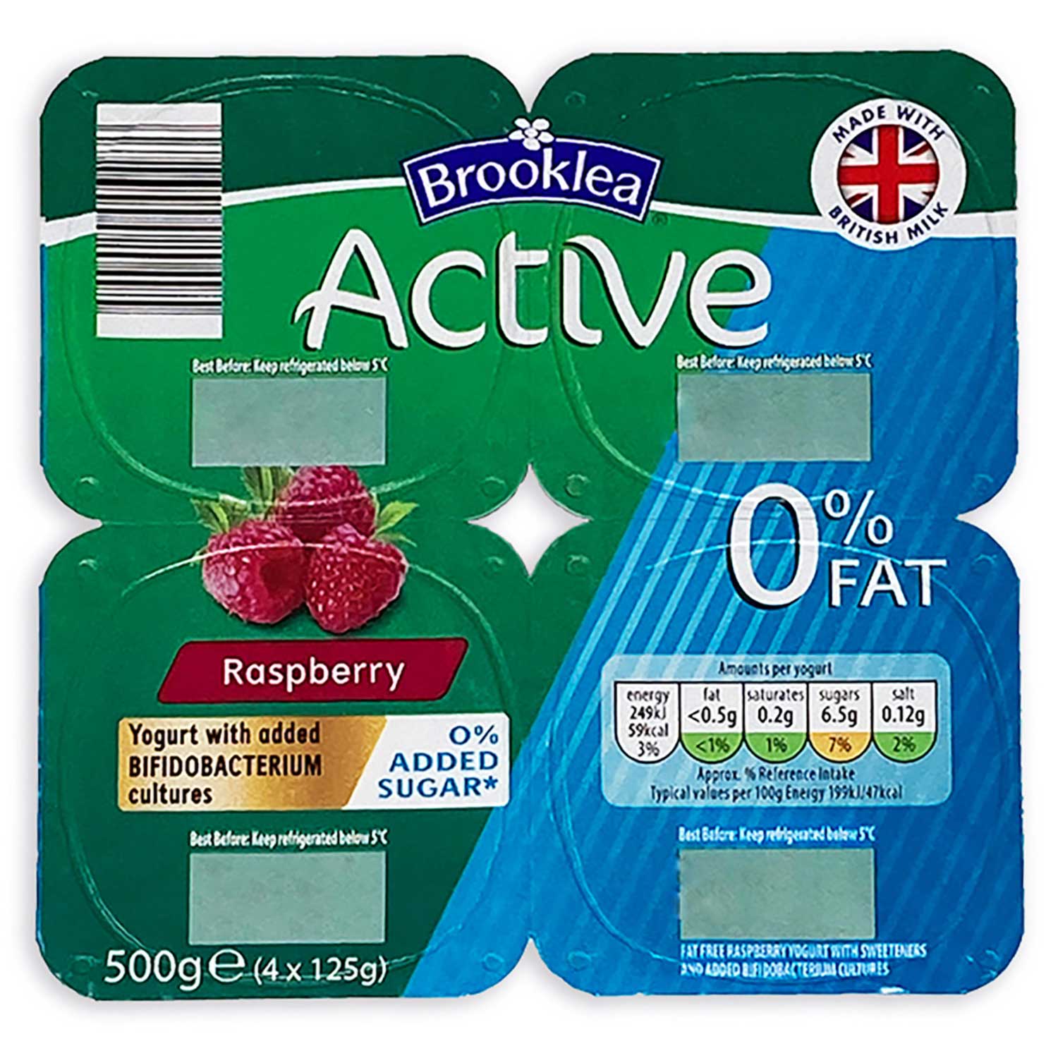 Brooklea Active Raspberry Yogurt 4x125g