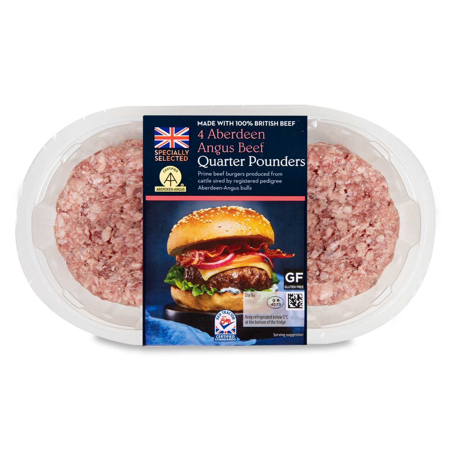 Specially Selected Aberdeen Angus Beef Quarter Pounders 454g/4 Pack