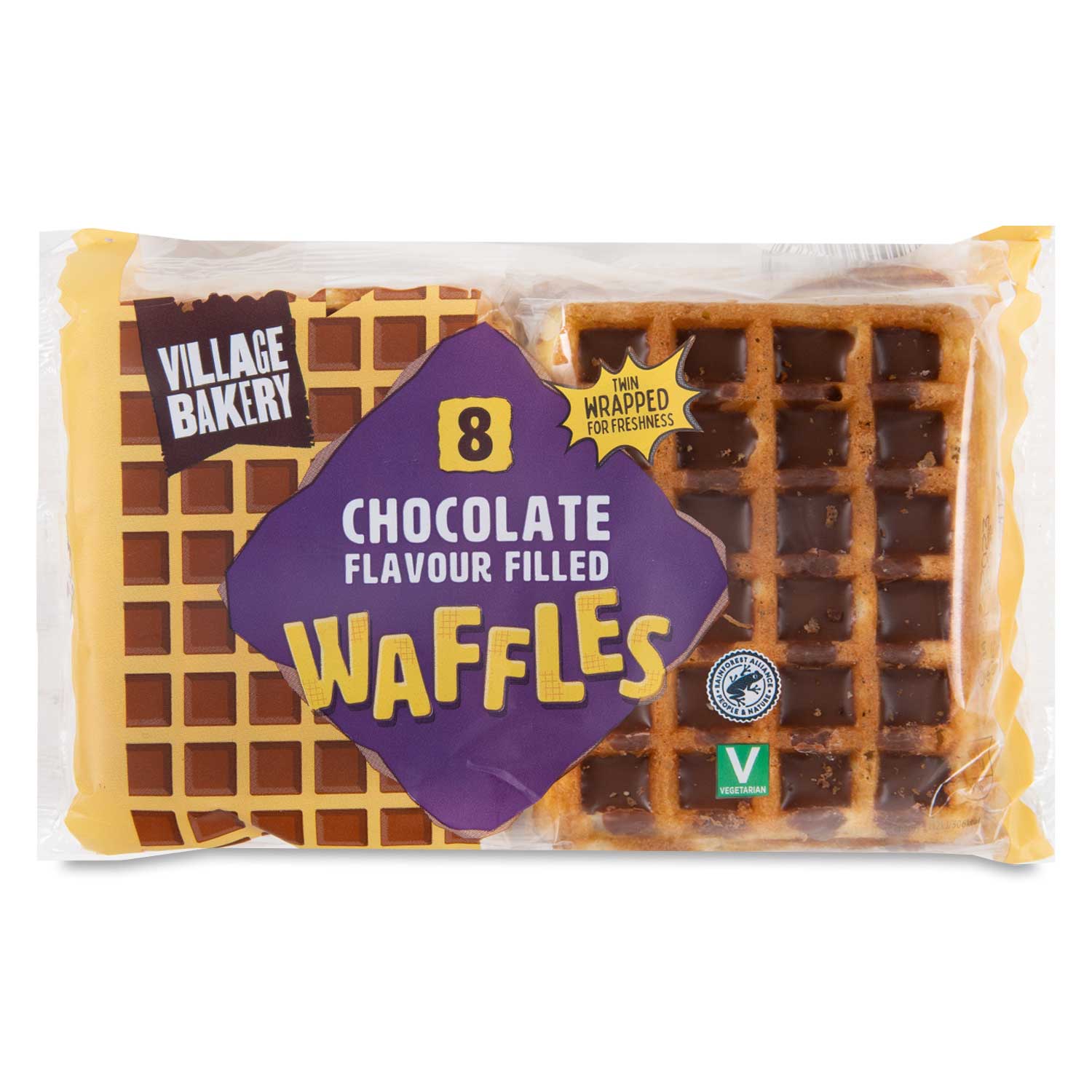 Village Bakery Chocolate Flavour Filled Waffles 272g/8 Pack