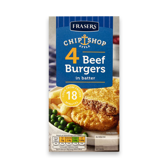 Frasers Beef Burgers In Batter 340g/4 Pack