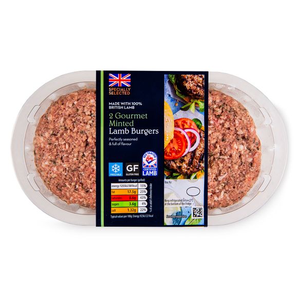 Specially Selected Gourmet Minted Lamb Burgers 340g/2 Pack