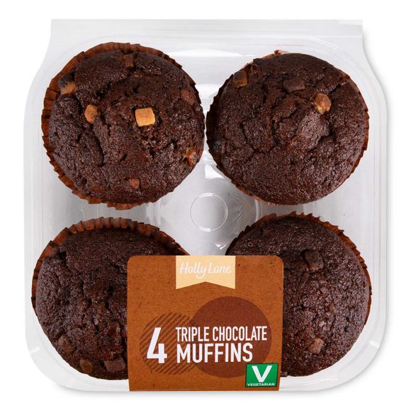 Holly Lane Triple Chocolate Muffins 4 Pack