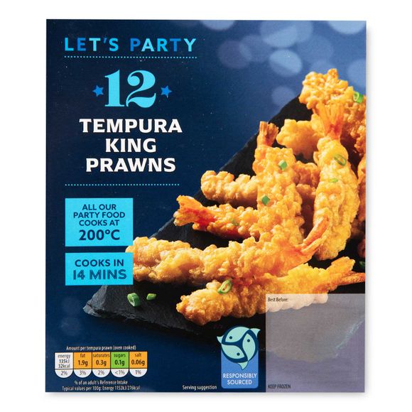 Let's Party Tempura King Prawns 156g/12 Pack
