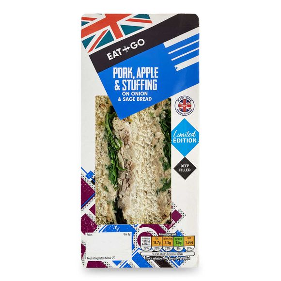 Eat & Go Pork, Apple & Stuffing On Onion & Sage Bread 1 Pack