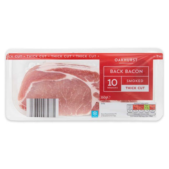 Oakhurst Thick Cut Smoked Back Bacon Rashers 360g/10 Pack