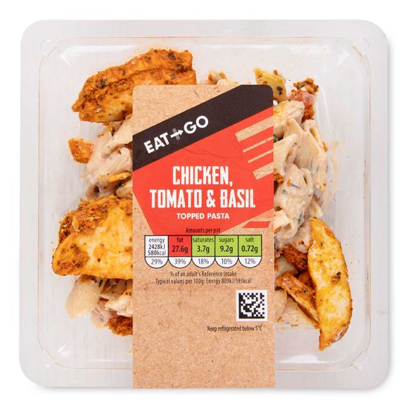 Eat & Go Chicken, Tomato & Basil Topped Pasta 300g