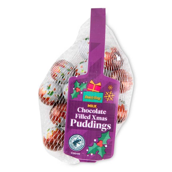 Dairyfine Milk Chocolate Filled Xmas Puddings 75g