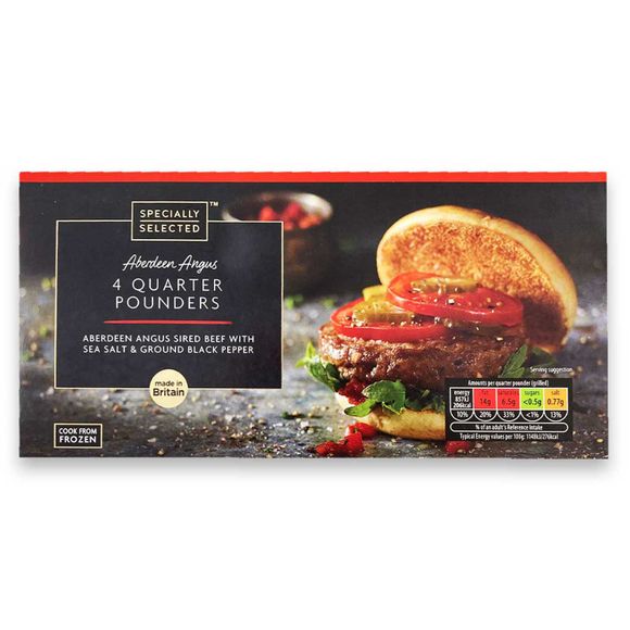 Specially Selected Aberdeen Angus Quarter Pounders 454g/4 Pack