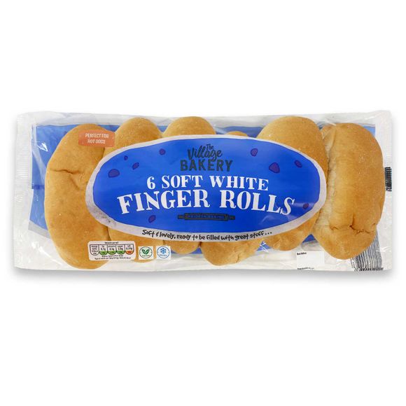 Village Bakery 6 Soft White Finger Rolls 288g