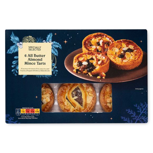 Specially Selected All Butter 6 Almond Mince Tarts Topped With Flaked Almonds 290g