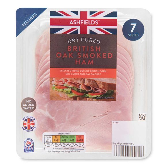 Ashfields Ready To Eat Oak Smoked Ham Slices 120g