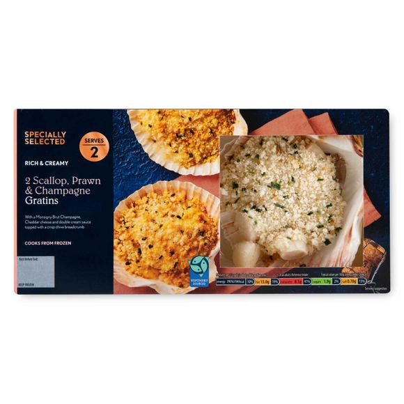 Specially Selected Rich & Creamy Scallop & Prawn Champagne Gratins 200g/2 Pack