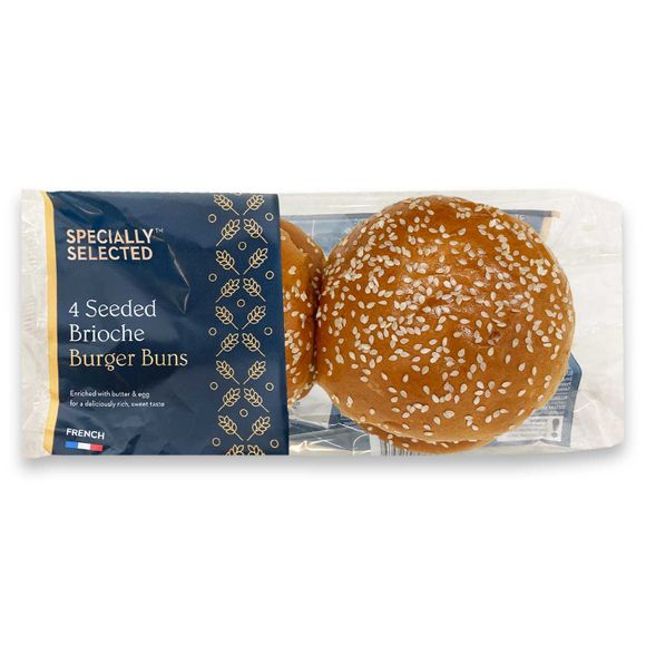 Specially Selected Seeded Brioche Burger Buns 200g/4 Pack