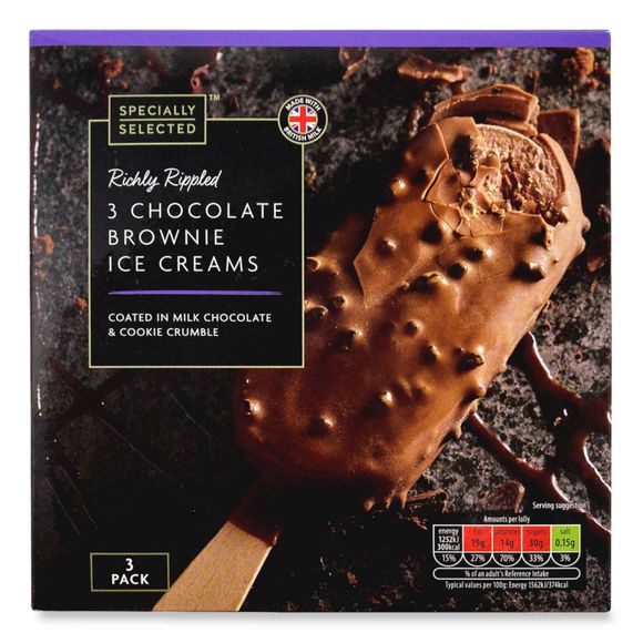 Specially Selected Chocolate Brownie Ice Creams 3x100ml