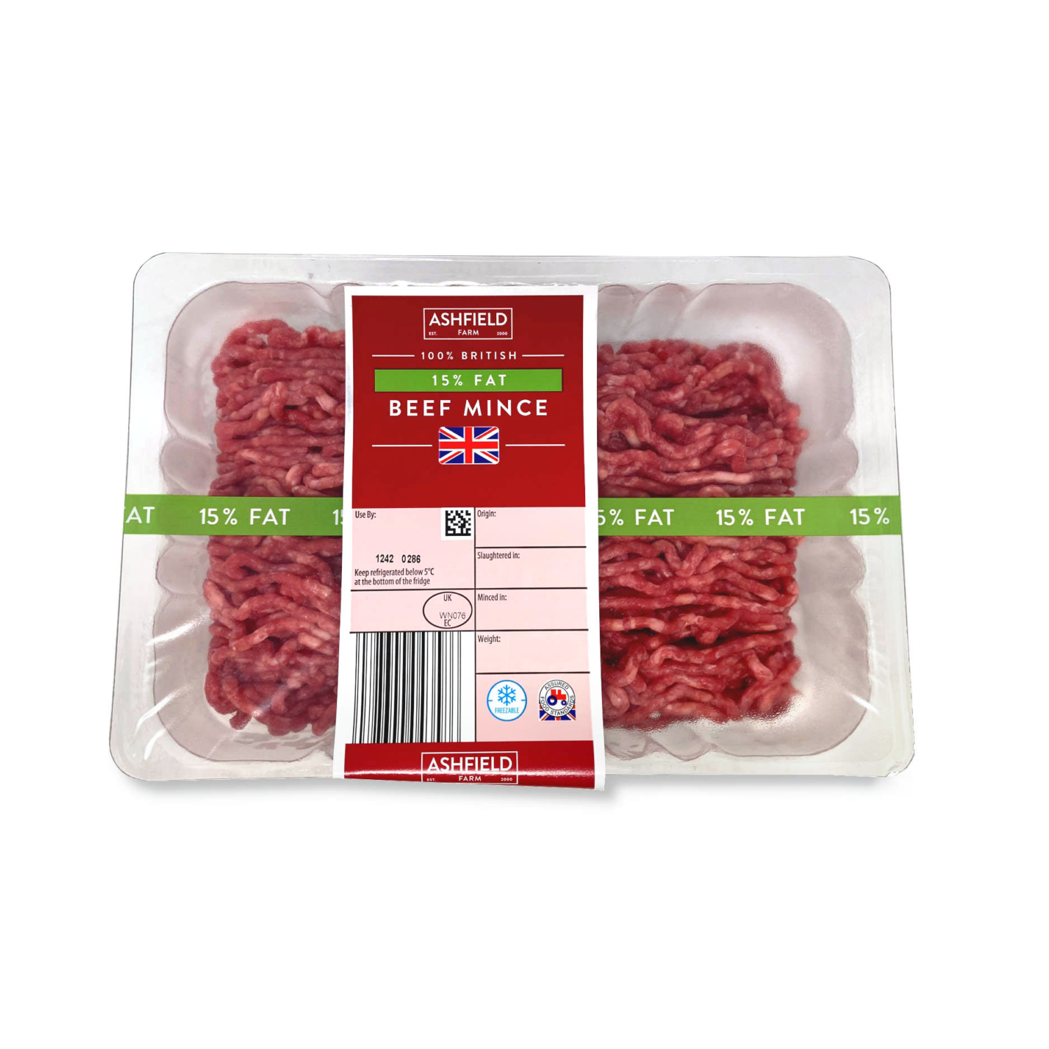 Ashfield Farm 100% British 15% Fat Beef Mince 500g