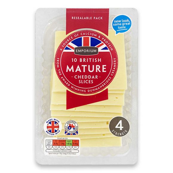 Emporium British Mature Cheddar Slices 250g/10 Pack