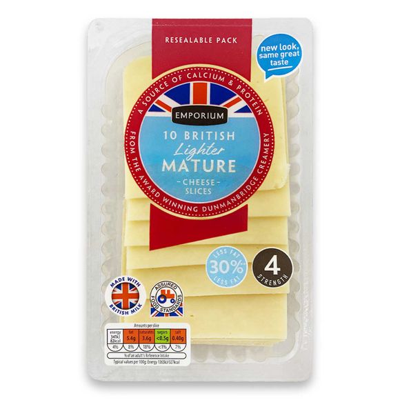 Emporium 10 British Lighter Mature Cheddar Slices 250g