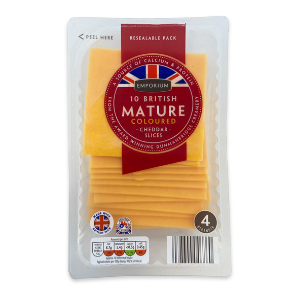 Emporium 10 British Mature Coloured Cheddar Slices 250g