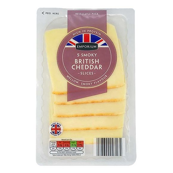 Emporium British Smoky Cheddar Cheese Slices 140g/5 Pack