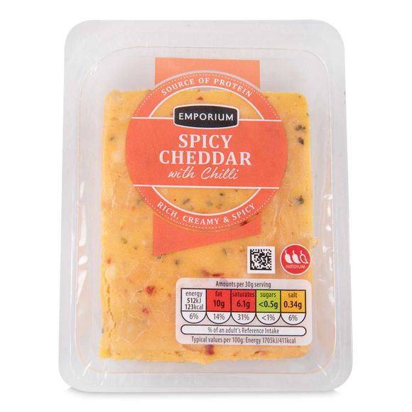 Emporium British Spicy Cheddar Cheese With Chilli 200g