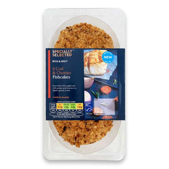 Specially Selected Rich & Spicy Cod & Chorizo Fishcakes 290g/2 Pack