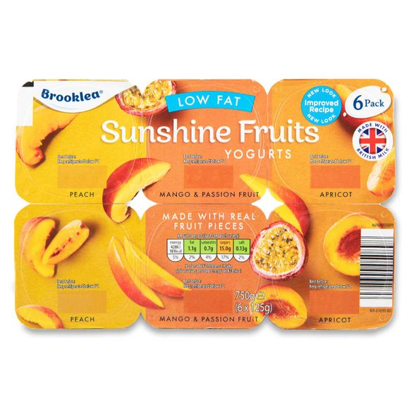 Brooklea Sunshine Fruits Low Fat Yogurts 6x125g