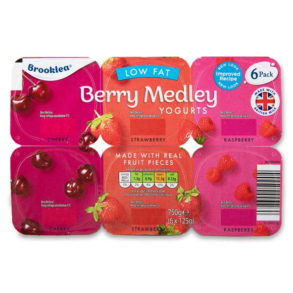 Brooklea Berry Medley Low Fat Yogurts 6x125g