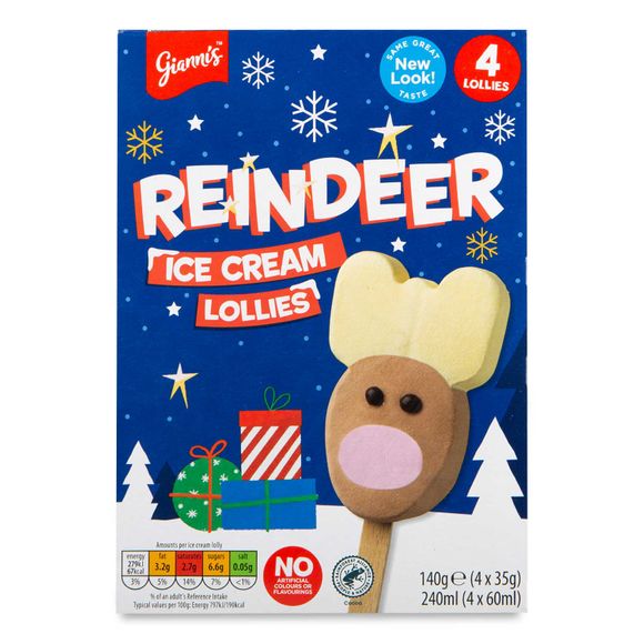 Gianni's Reindeer Ice Cream Lollies 4x35g/4x60ml