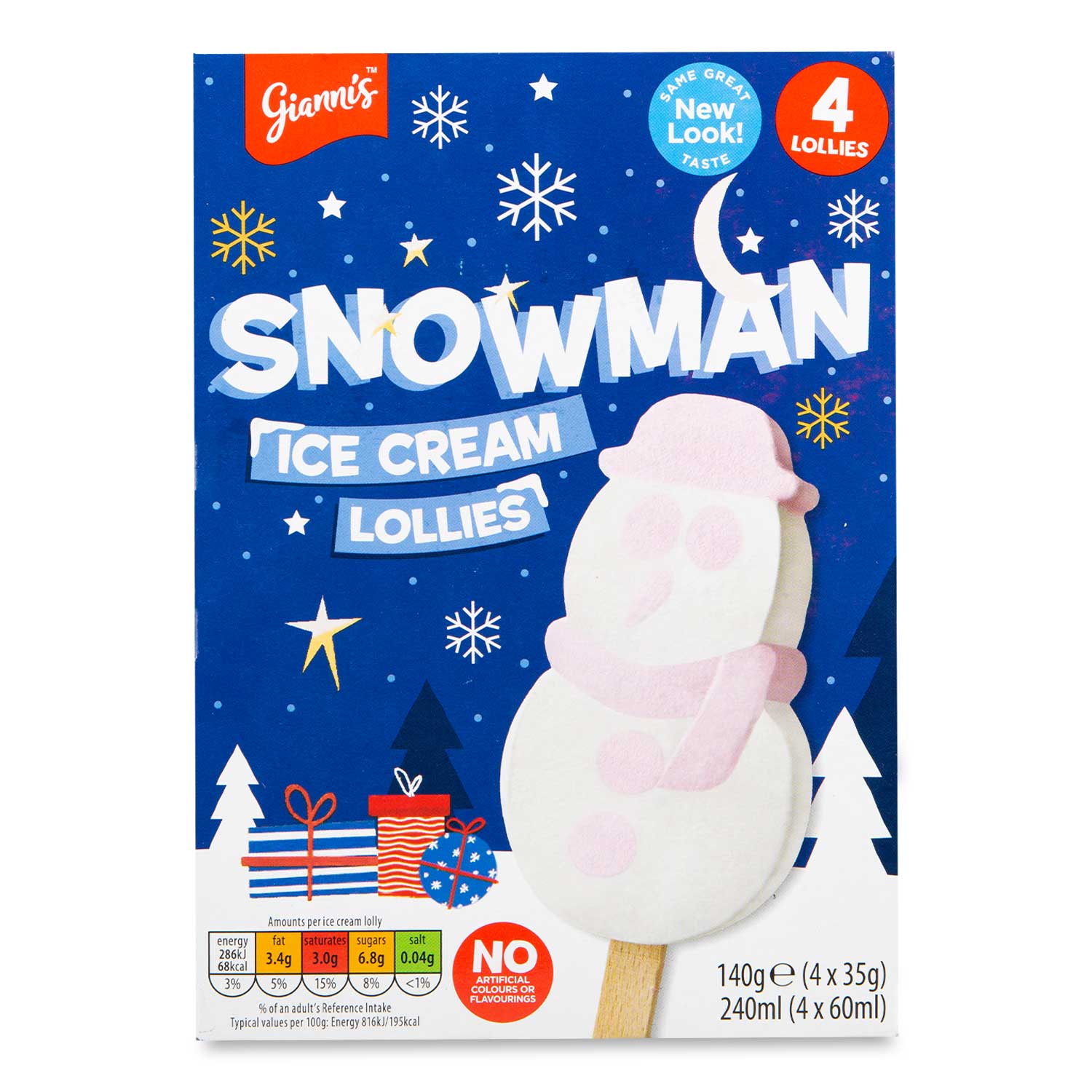 Gianni's Snowman Ice Cream Lollies 4x35g/4x60ml