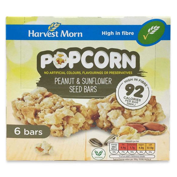 Harvest Morn Popcorn Peanut & Sunflower Seed Bars 6x20g