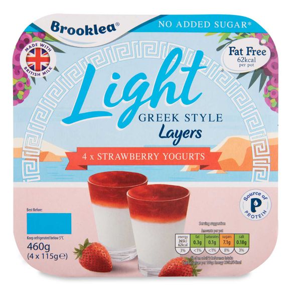 Brooklea Light Greek Style Layered Strawberry Yogurt 4x115g