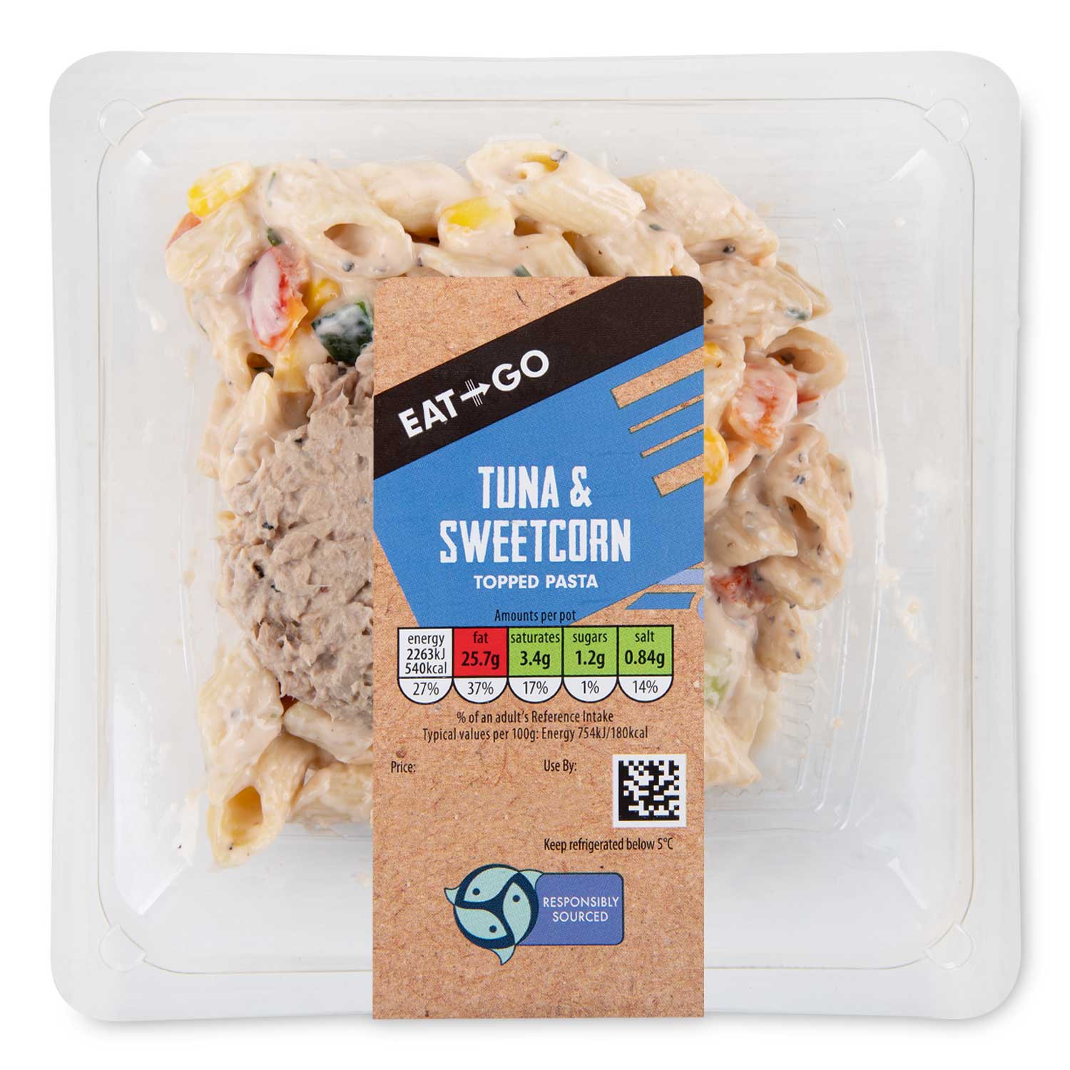 Eat & Go Tuna & Sweetcorn Topped Pasta 300g