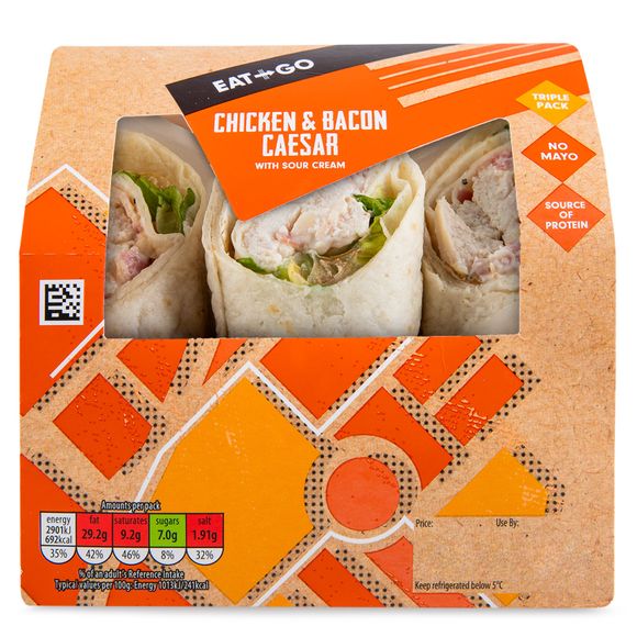 Eat & Go Chicken & Bacon Caesar Wrap 287g