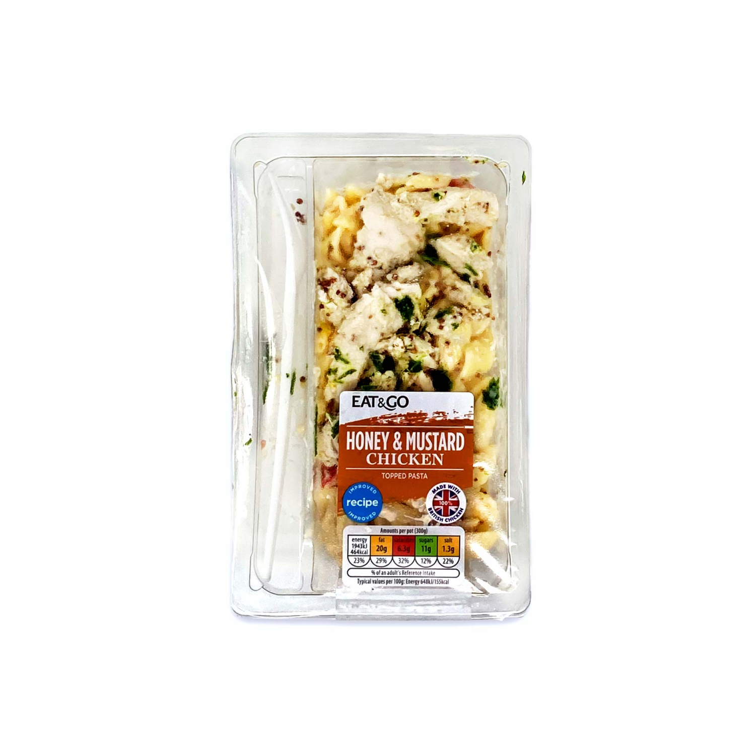 Eat & Go Honey & Mustard Chicken Topped Pasta 300g