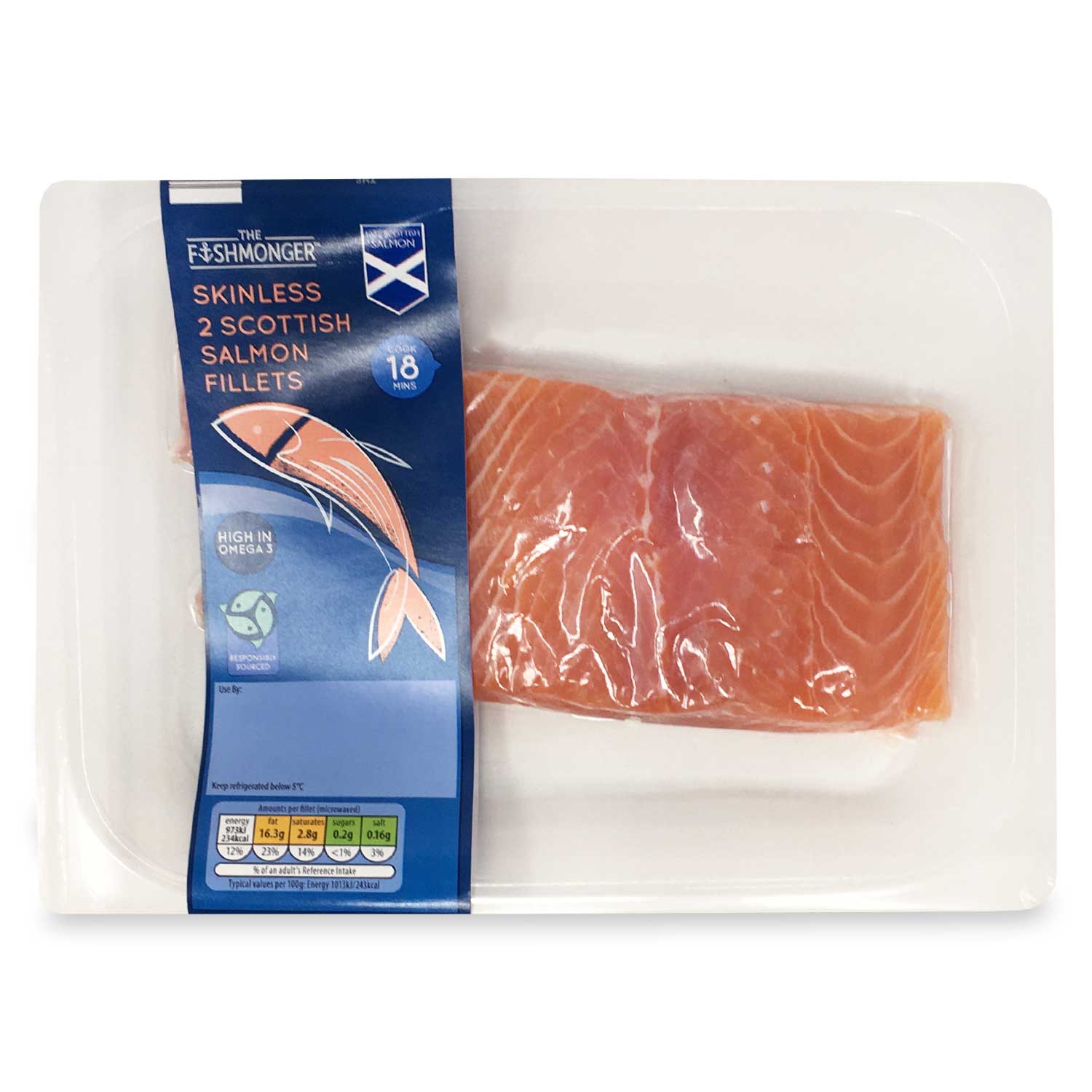 The Fishmonger Skinless Scottish Salmon Fillets 220g/2 Pack