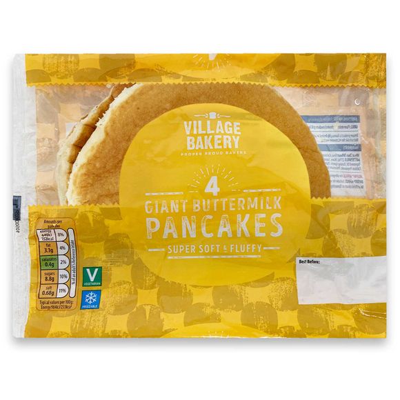 Village Bakery Giant Buttermilk Pancakes 4 Pack