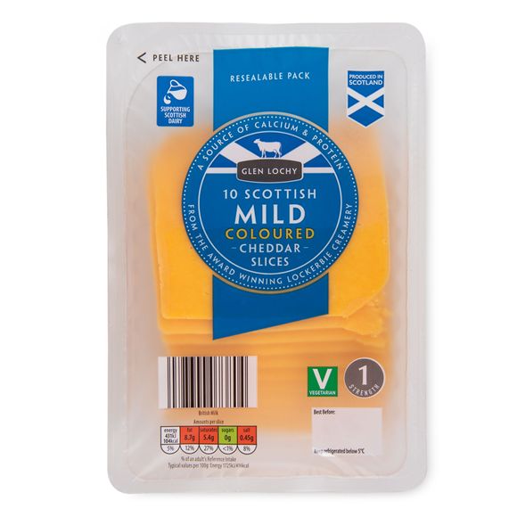 Glen Lochy Scottish Mild Coloured Cheddar Slices 10 Pack