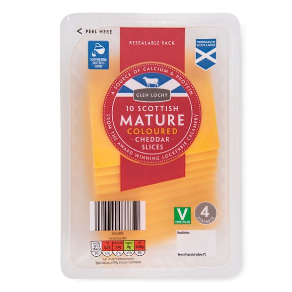 Glen Lochy Scottish Mature Coloured Cheddar Slices 10 Pack