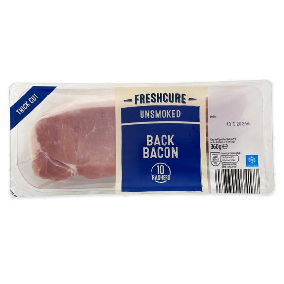 Freshcure 10 Unsmoked Back Bacon Rashers 360g