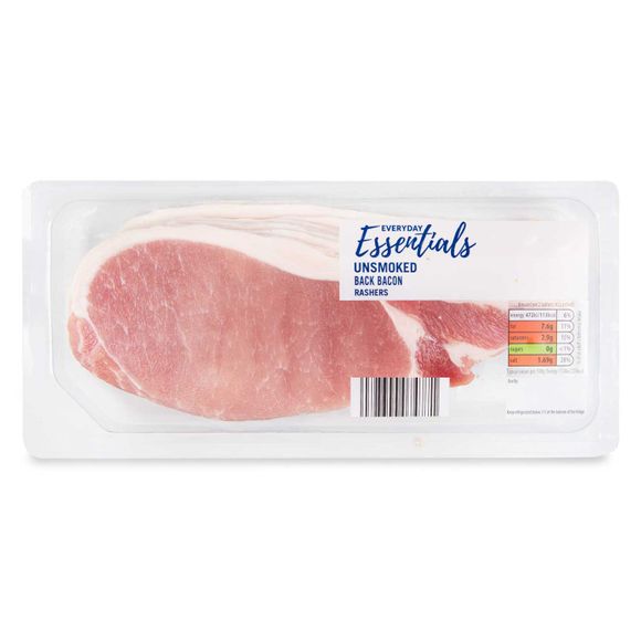 Everyday Essentials Unsmoked Back Bacon Rashers 300g/7 Pack