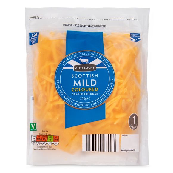 Glen Lochy Scottish Grated Mild Coloured Cheddar 250g